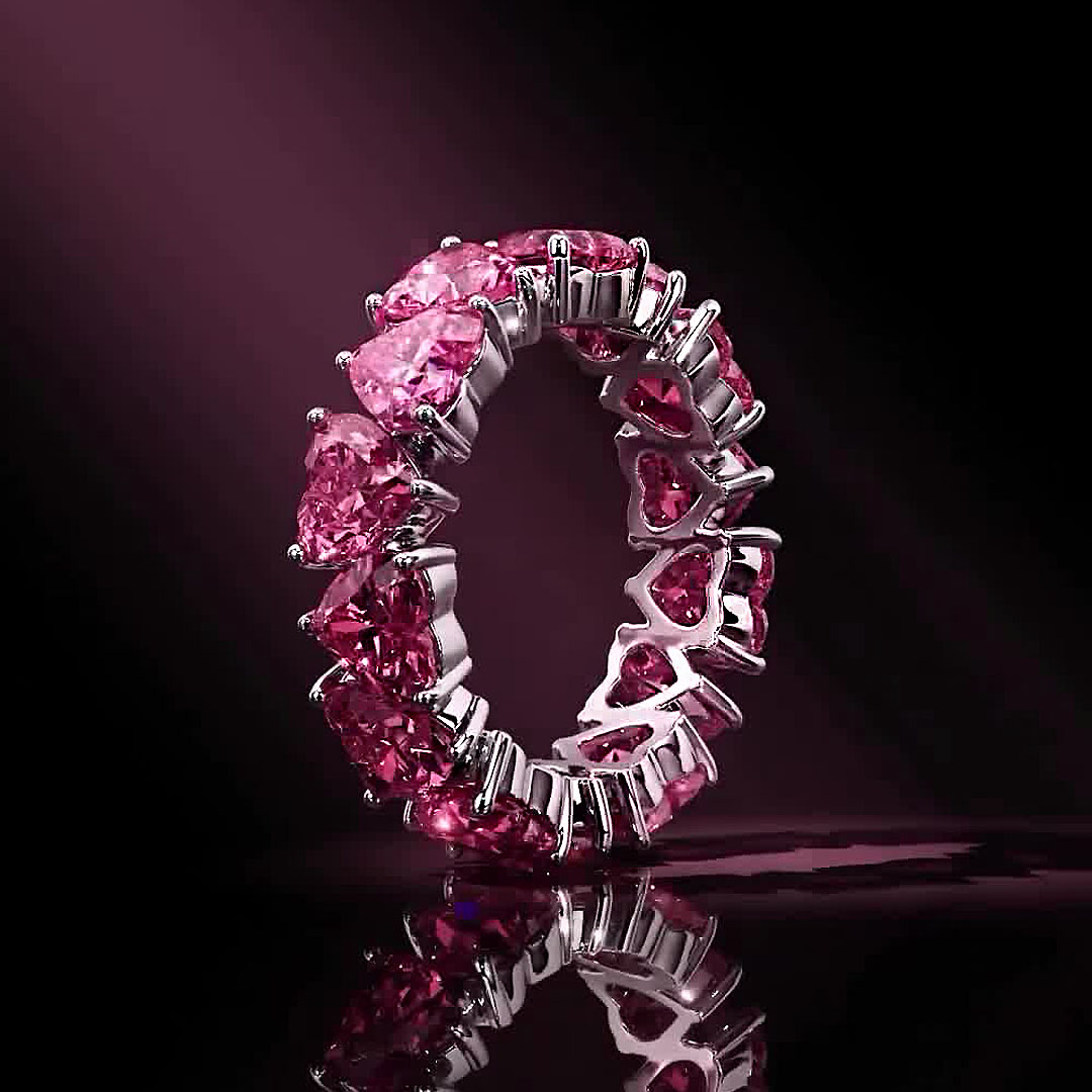 5.75ct Heart Cut Ruby ​​Sapphire Eternity Ring