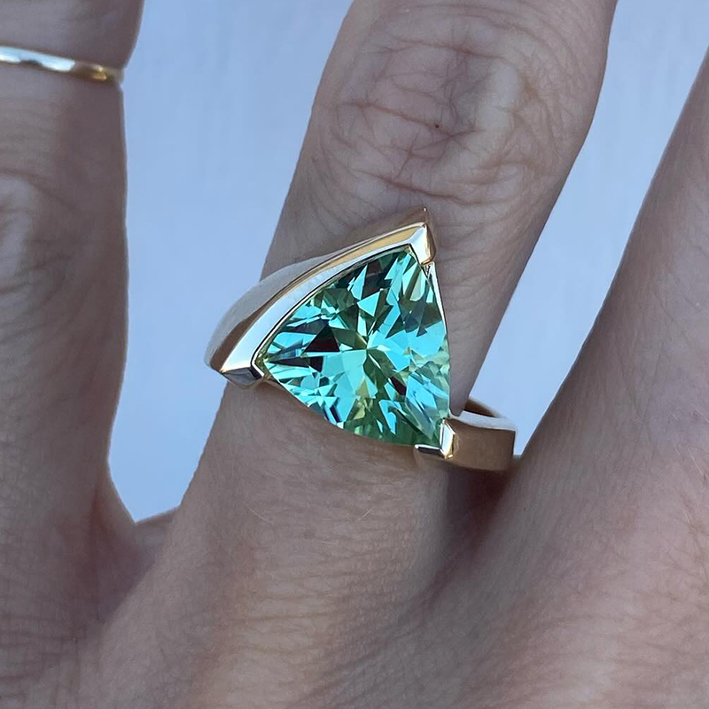 4ct Triangular Cut Aquamarine Sapphire Engagement Ring