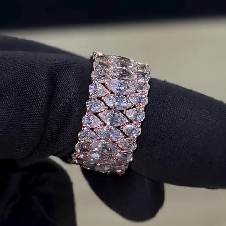 8.5ct Magnificent Marquise&Pear Cut White Sapphire Wedding Set/3pcs