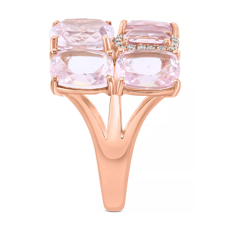 10.16ct Cushion Cut Pink Quartz Sapphire Cluster Ring