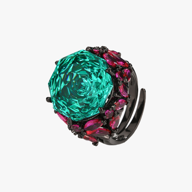 11ct Rose Cut Multicolor Sapphire Adjustable Cocktail Ring (4 Color Options)