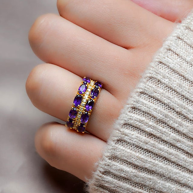 3.5ct Oval Cut Amethyst Sapphire Eternity Ring