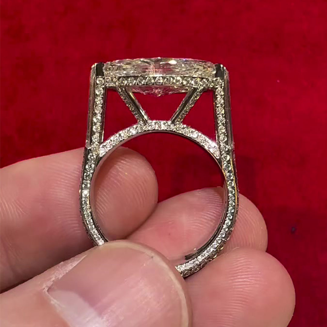 East-west Design 5ct Oval Cut White Sapphire Engagement Ring