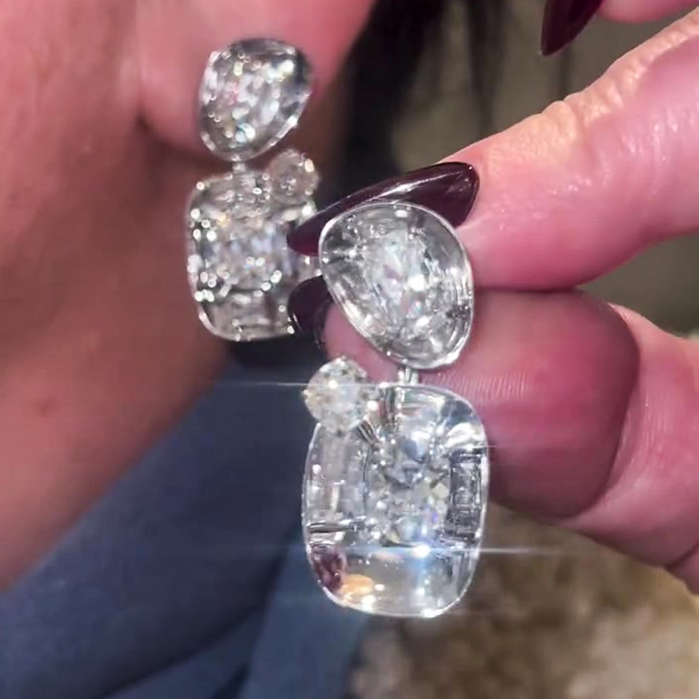 Stunning Multi Cut White Sapphire Dangle Earrings