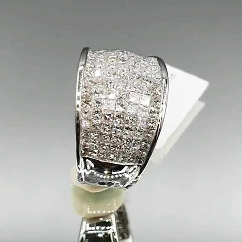 Luxury 3.3ct Pave Princess Cut White Sapphire Men's Ring