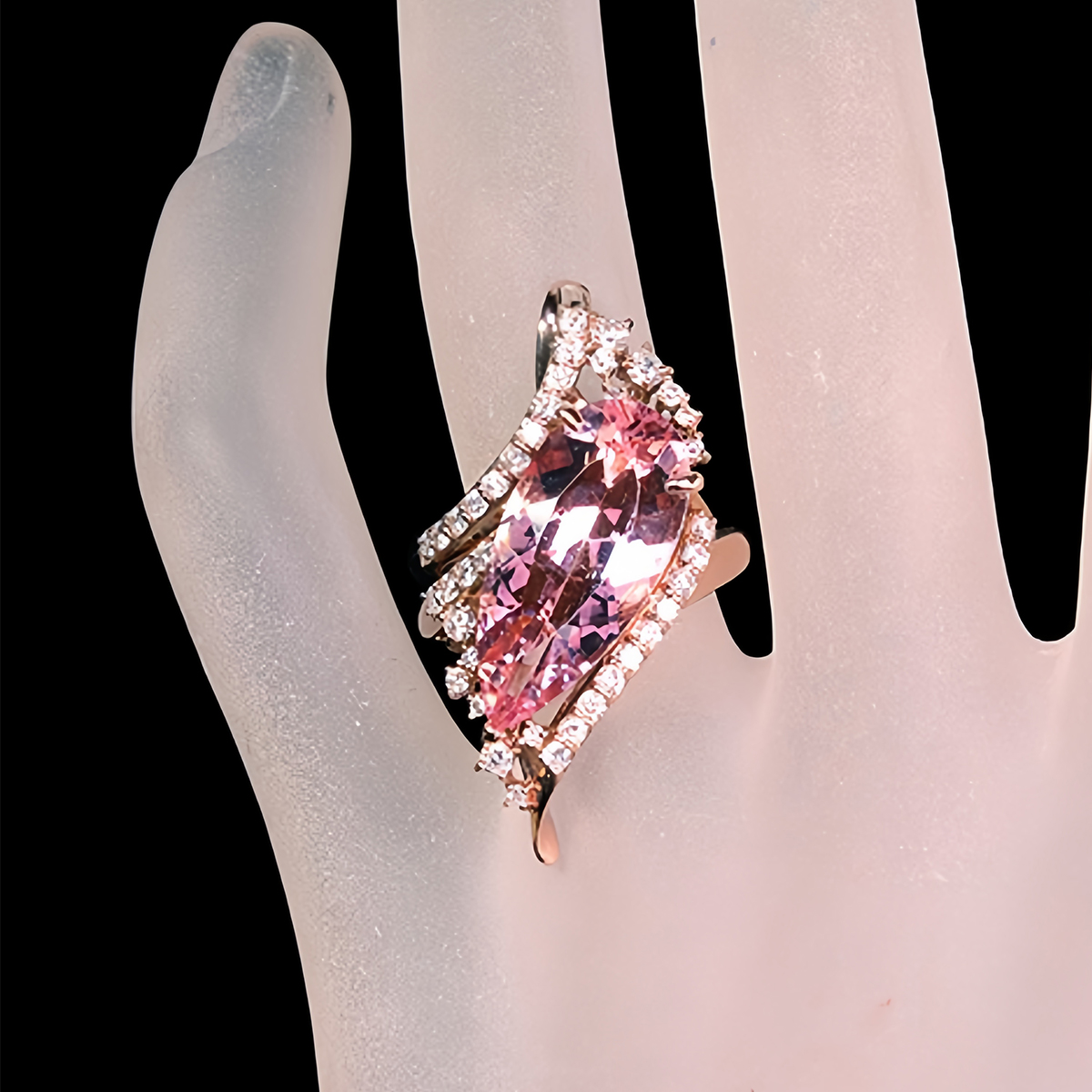 5ct Pear Cut Morganite Rose Gold Engagement Ring