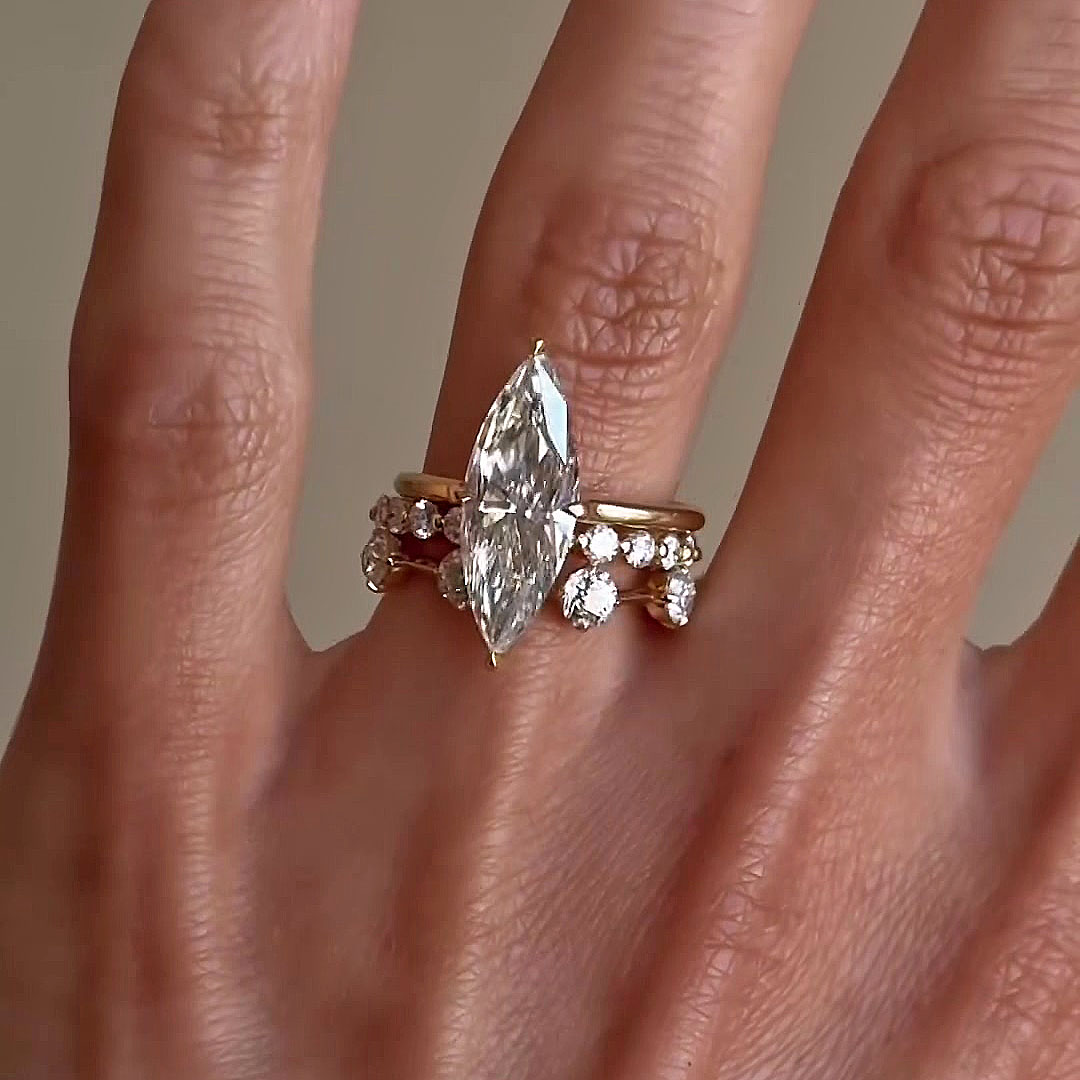 5ct Marquise Cut White Sapphire Wedding Set/3pcs