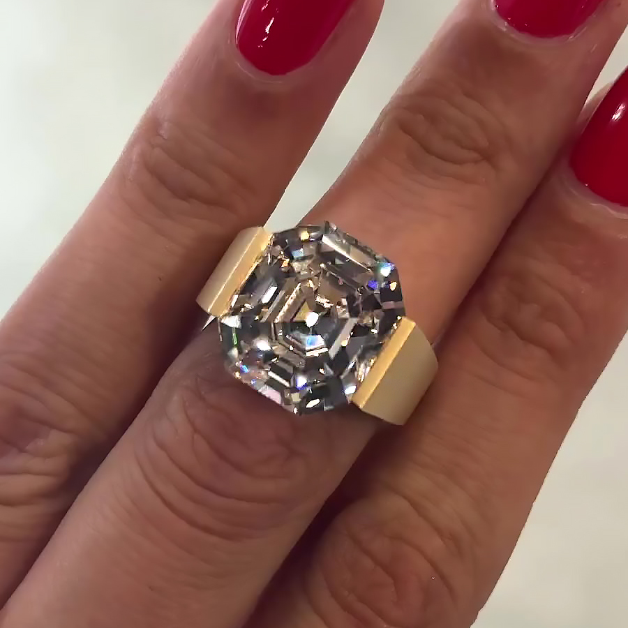 6ct Asscher Cut White Sapphire Engagement Ring