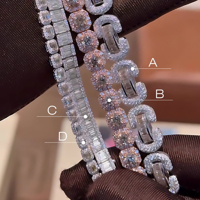 4-Style Iced Out White Sapphire Cuban Link Bracelet (Sold Individually)