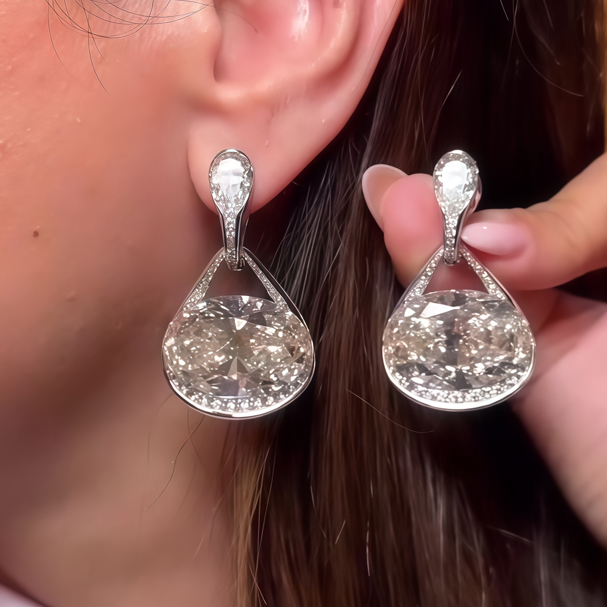 Oval, Princess & Pear Cut White Sapphire Drop Earrings