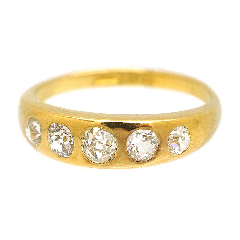 Graduated Old Mine Cut Diamond 5-Stone Band Ring