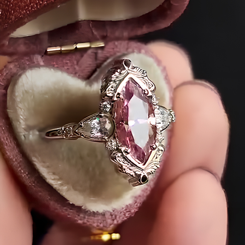 Vintage 1.5ct Marquise Cut Pink Sapphire Engagement Ring