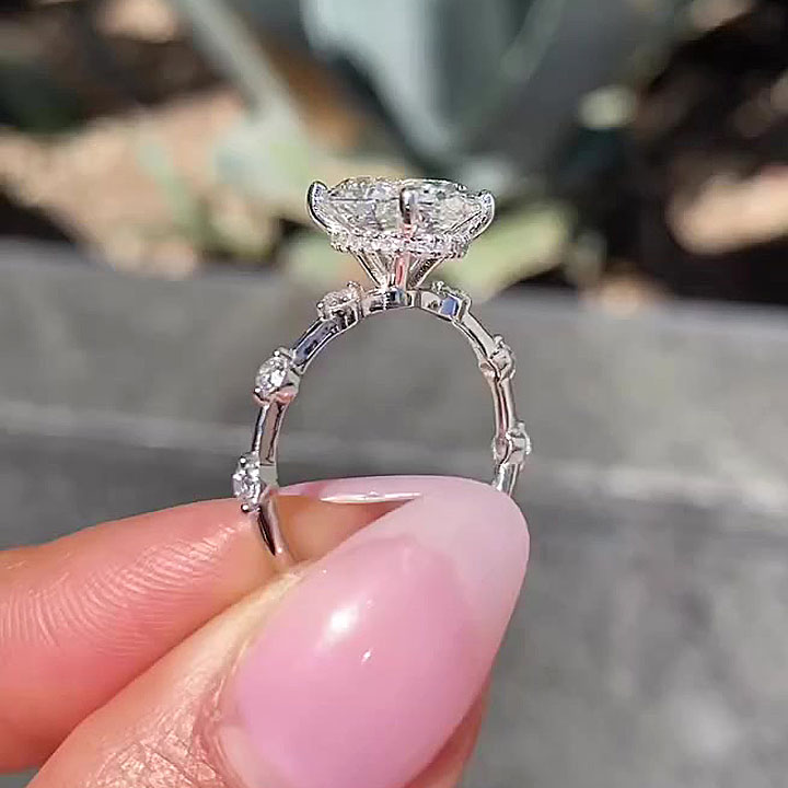 2ct Oval Cut White Sapphire Engagement Ring