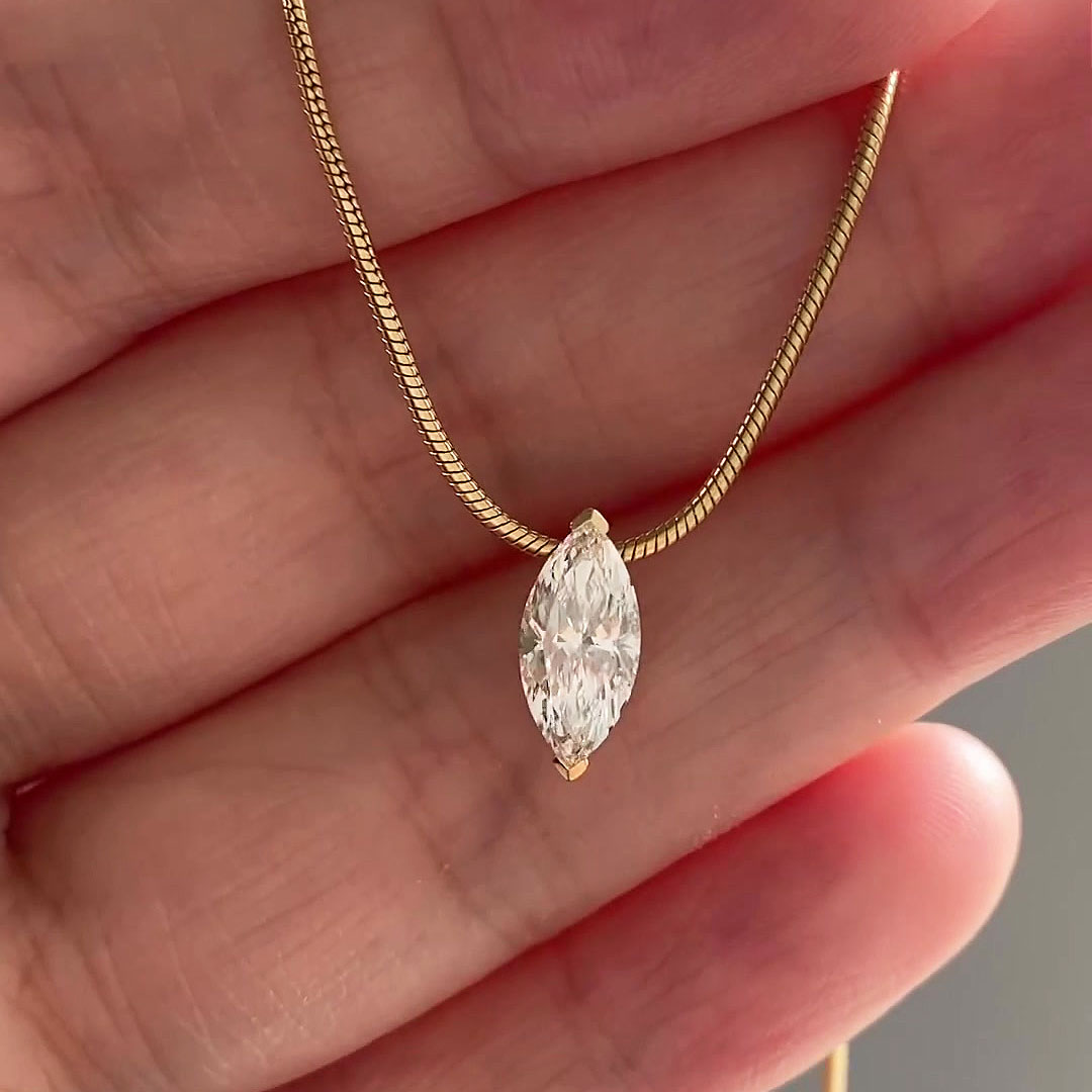 Marquise Cut White Sapphire Water Drop Necklace