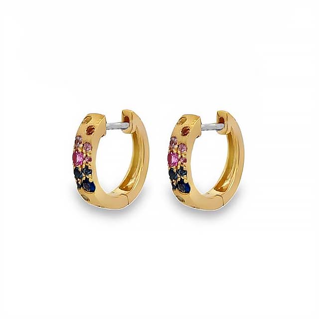 Scattered Multigem Sapphire Hoop Earrings