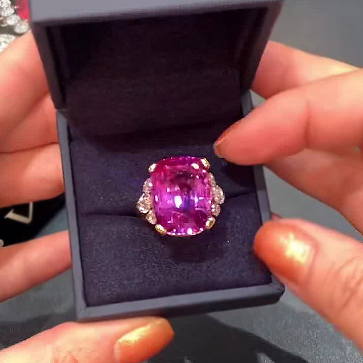 6ct Cushion Cut Pink Sapphire Engagement Ring