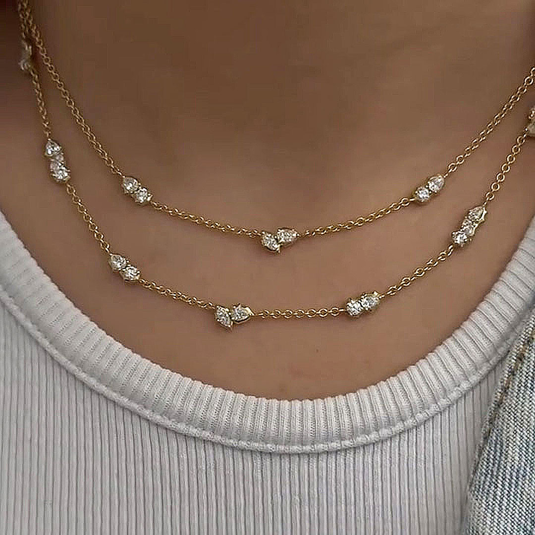 Double Layer White Sapphire Necklace