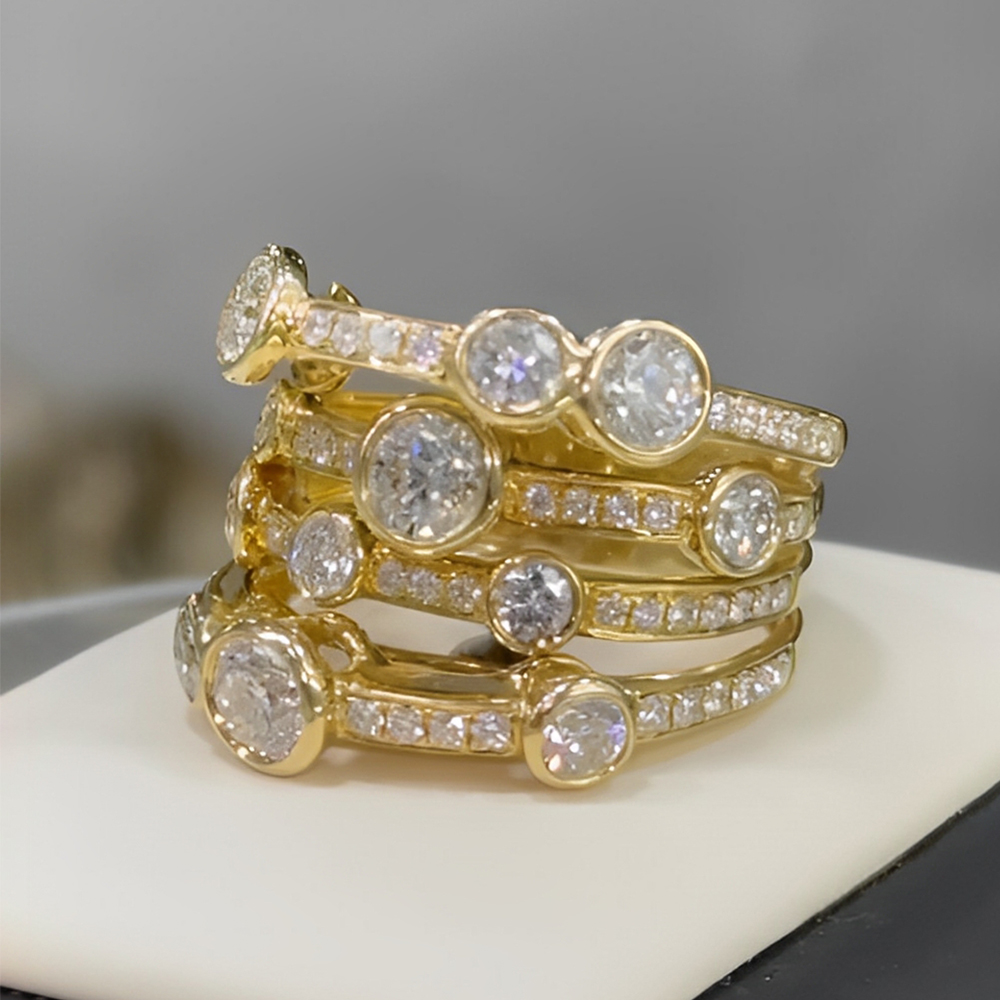 Multi Row 6.25ct Round Cut White Sapphire Wedding Band