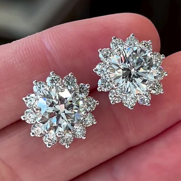 Brilliant Sun Flower Diamond Stud Earrings