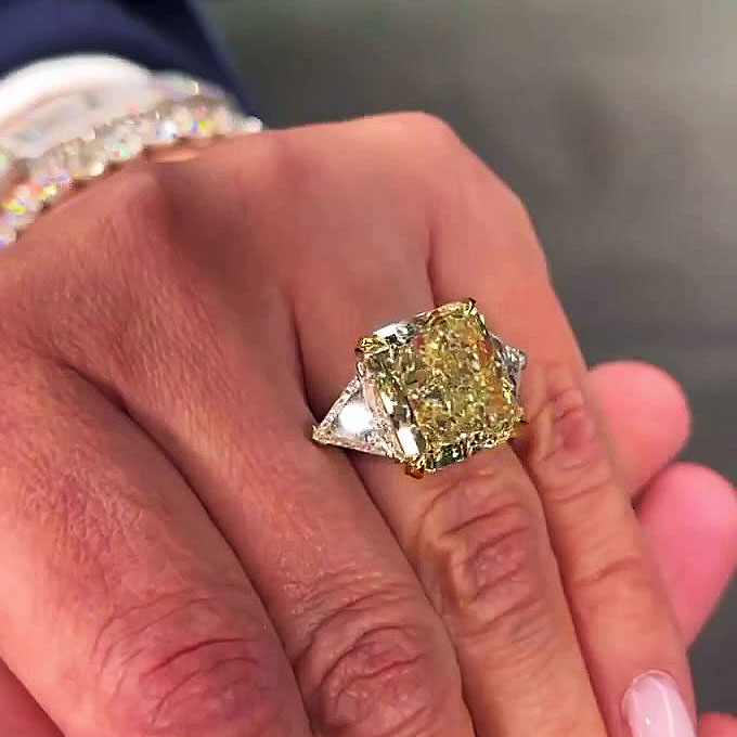 6ct Radiant Cut Yellow Sapphire Engagement Ring