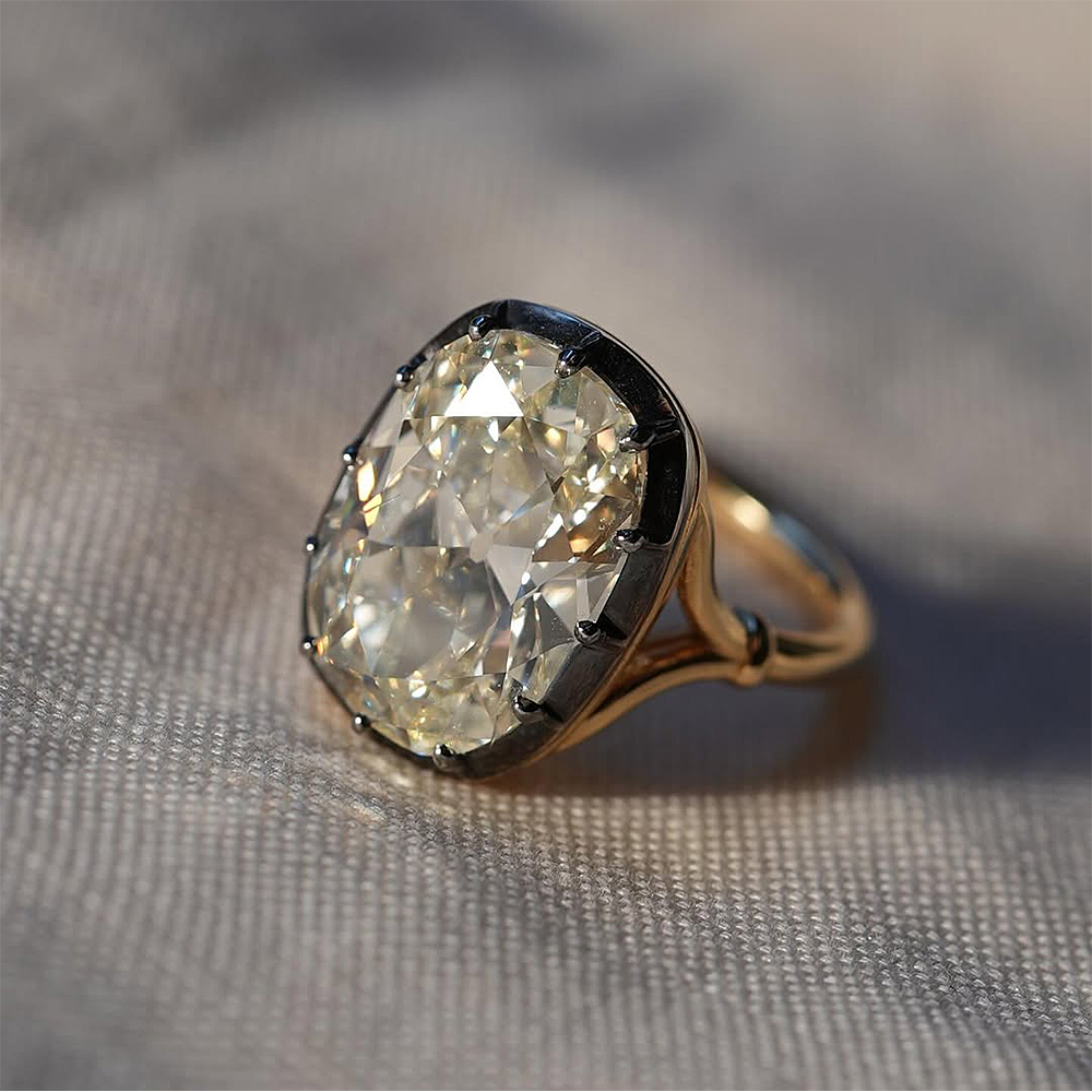 3ct Cushion Cut Yellow Sapphire Engagement Ring