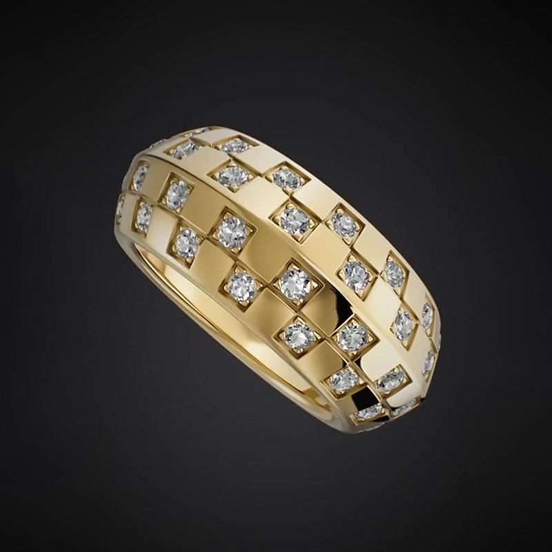 Grid Design 1.3ct Round Cut White Sapphire Men's Band