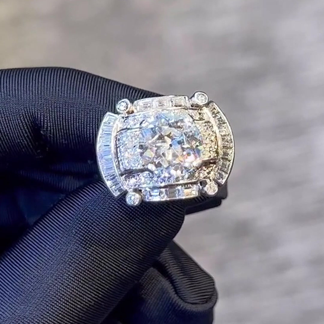 4ct Vintage Round Cut White Sapphire Diamond Ring