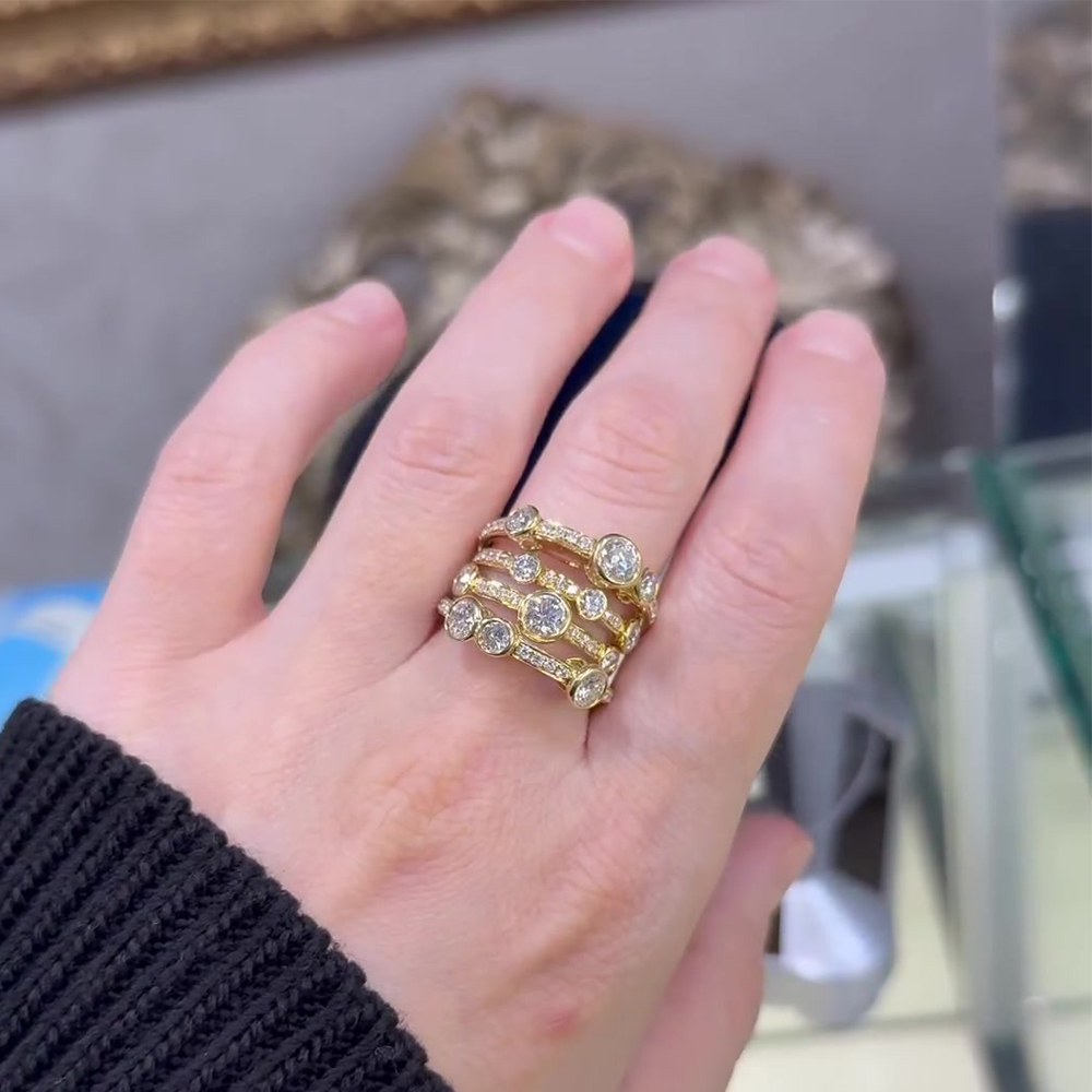 Multi Row 6.25ct Round Cut White Sapphire Wedding Band