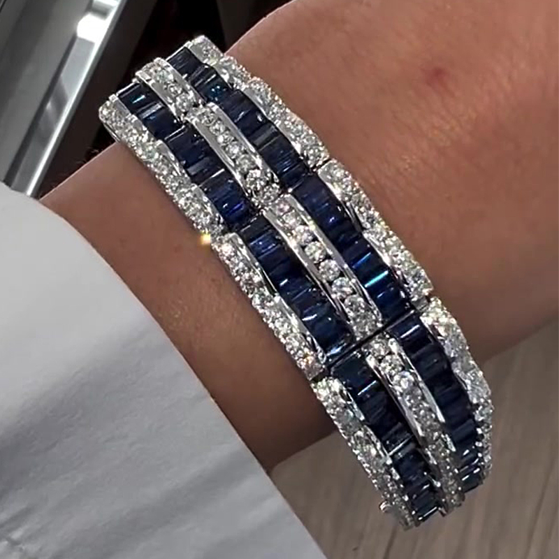 Channel Setting Two Tone Gemstone Bracelet