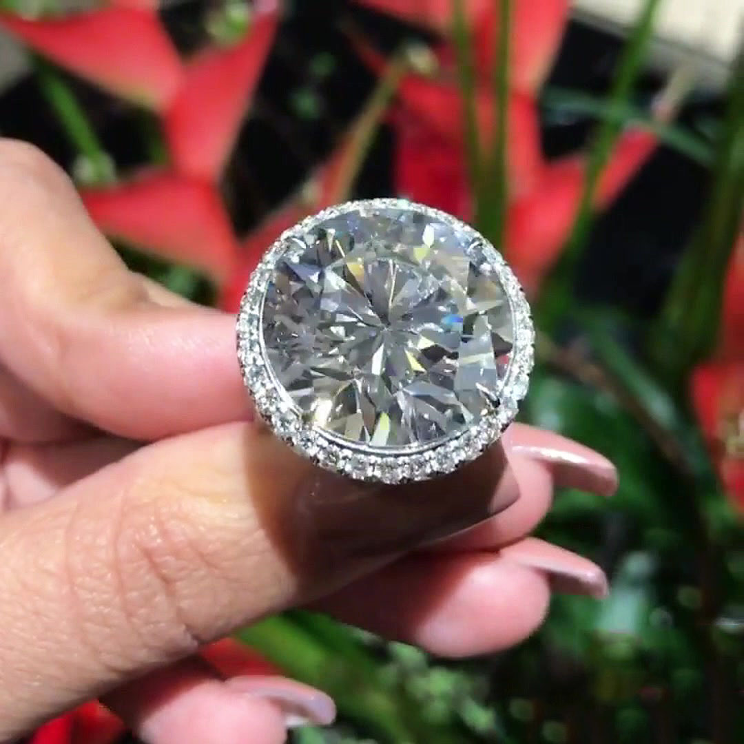 13ct Halo Round Cut White Sapphire Engagement Ring
