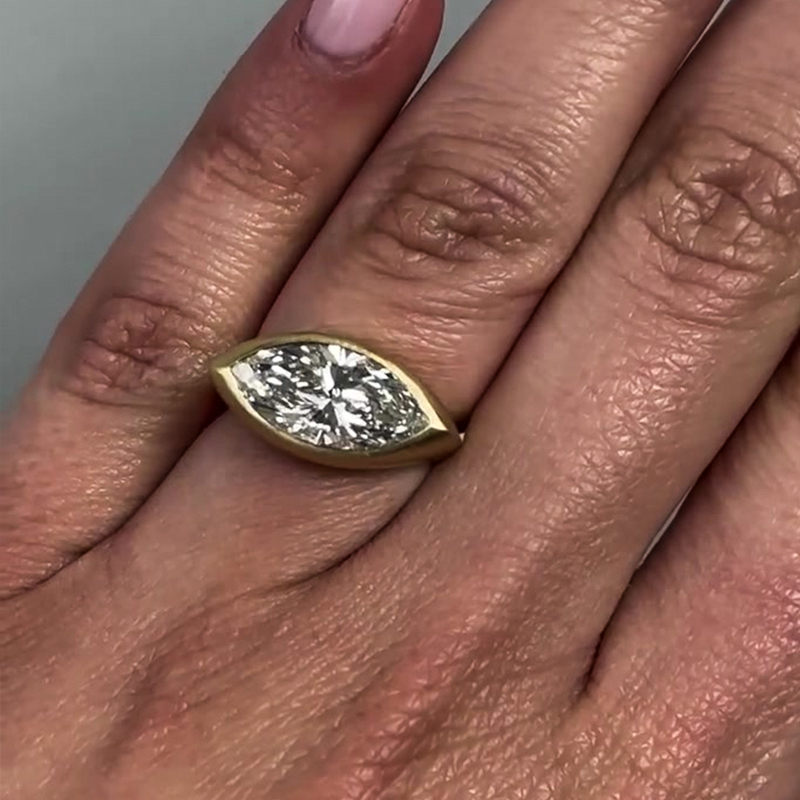 Bezel Setting 3ct Marquise Cut White Sapphire Forest Ring