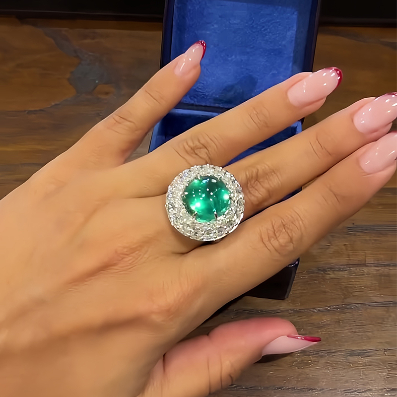 7ct Cabochon Paraiba & White Sapphire Halo Cocktail Ring