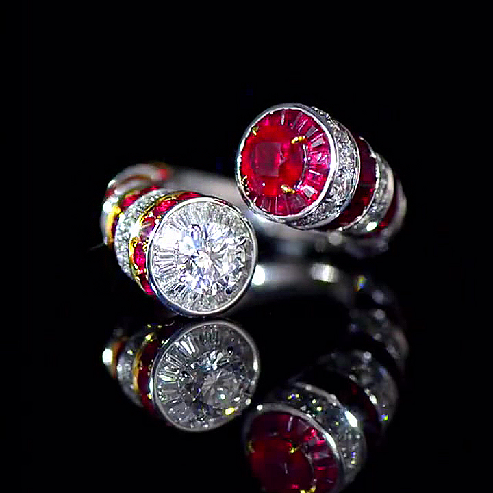 7.25ct Round Cut Ruby Sapphire Eternity Ring