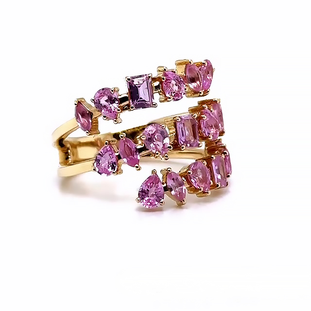 4.75ct Triple Row Spiral Wrap Pink Sapphire Eternity Ring