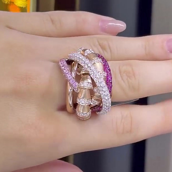 2.95ct Micro-paved Setting Round Cut Cocktail Ring