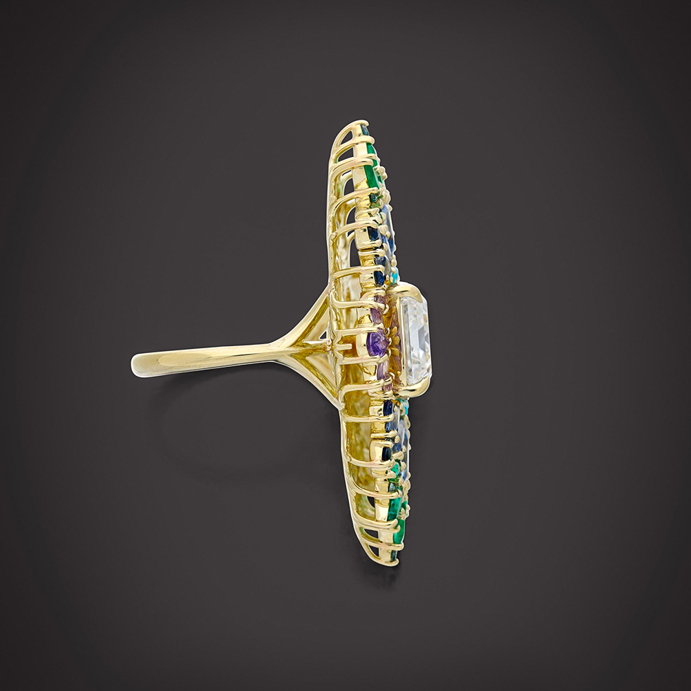 Magnificent 10ct Emerald Cut White Sapphire Cocktail Ring