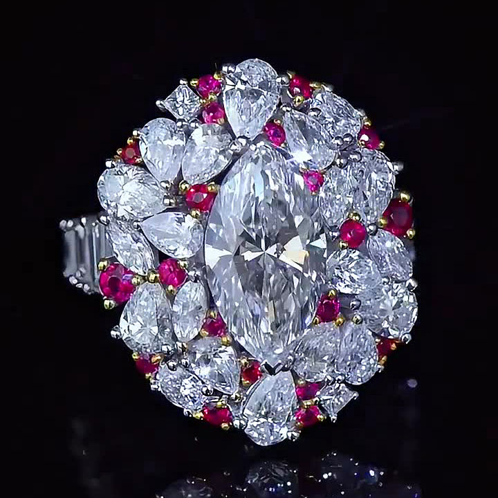 2ct Marquise Cut White Sapphire Cocktail Ring