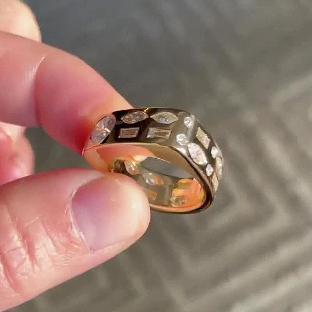 2.75ct Multi-cut White Sapphire Morse Code Engagement Ring