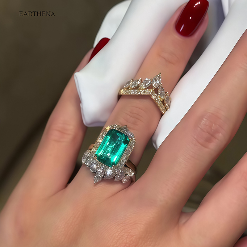 4ct Emerald Cut Paraíba Sapphire Ring Set / 3-Piece