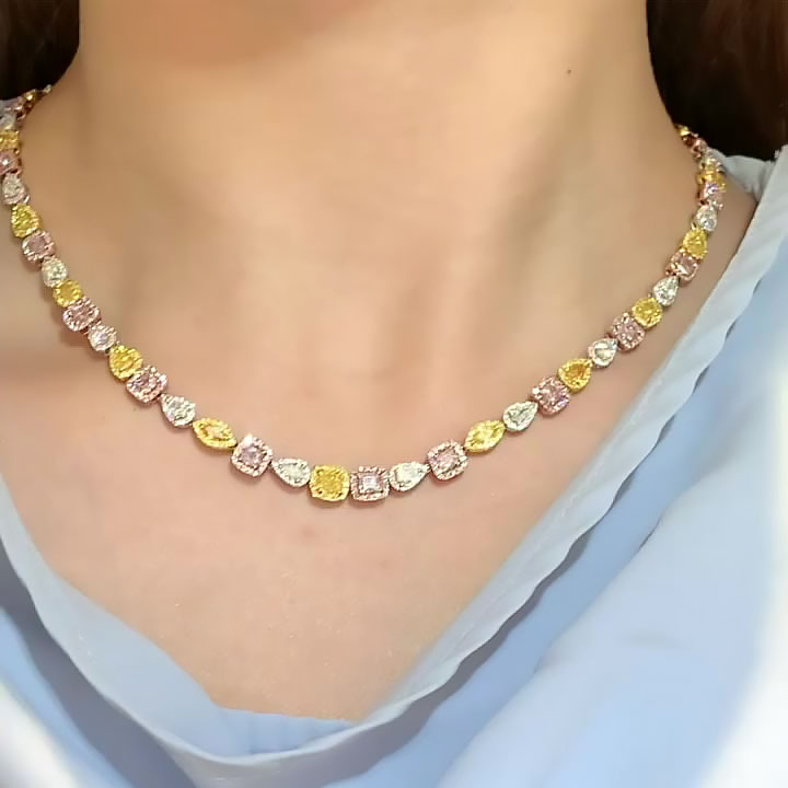 Multi-cut Rainbow Sapphire Necklace