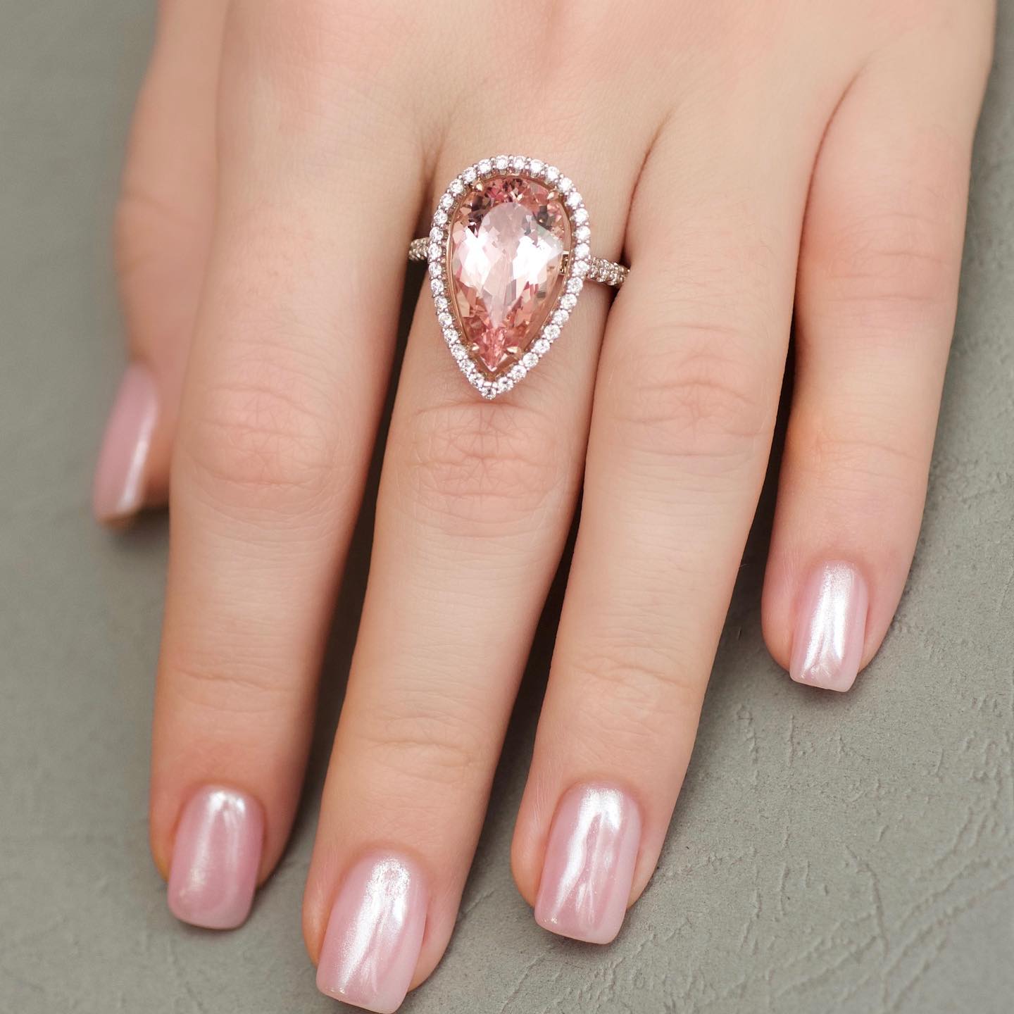 Halo 4ct Pear Cut Pink Sapphire Engagement Ring