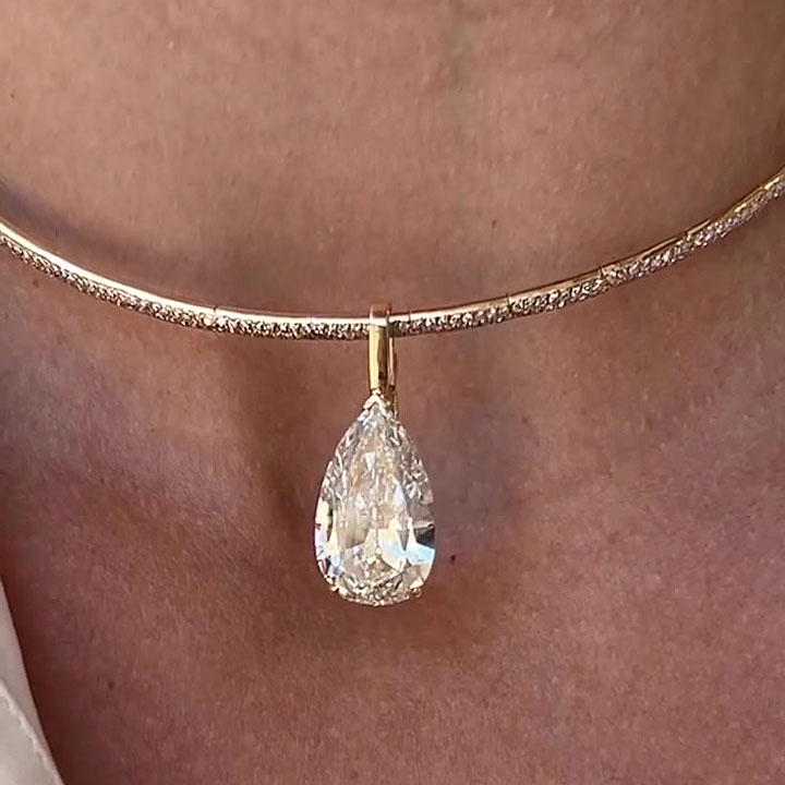 Fashion Pear Cut White Sapphire Choker Necklace