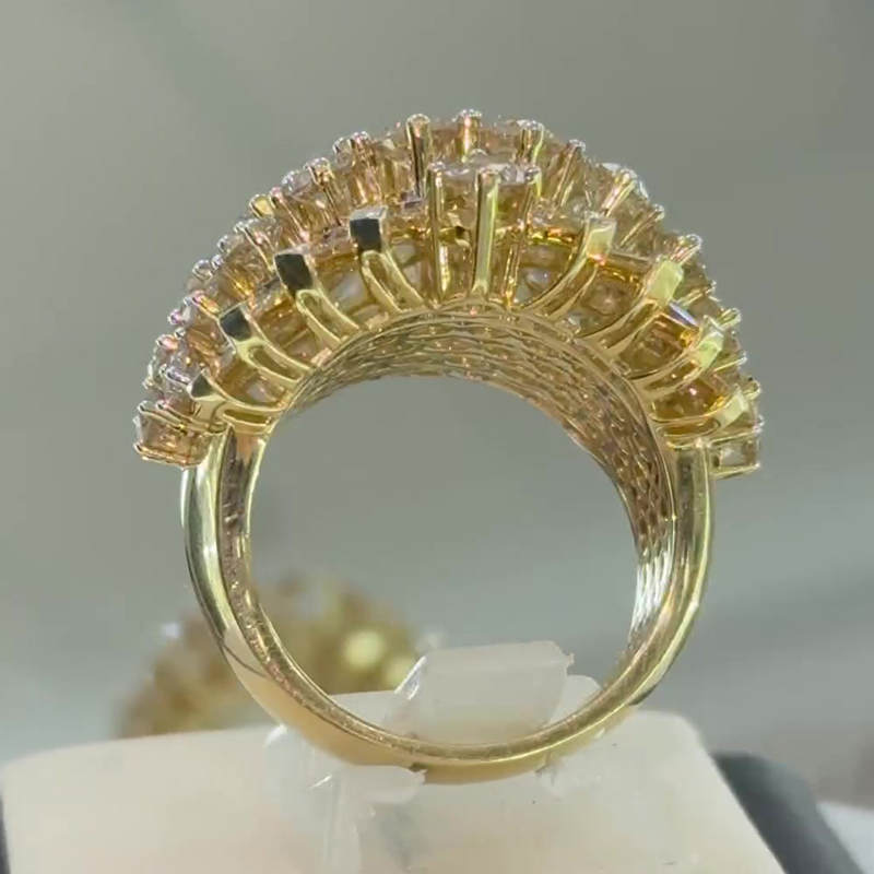 Three Row 4.95ct White Sapphire Cocktail Ring