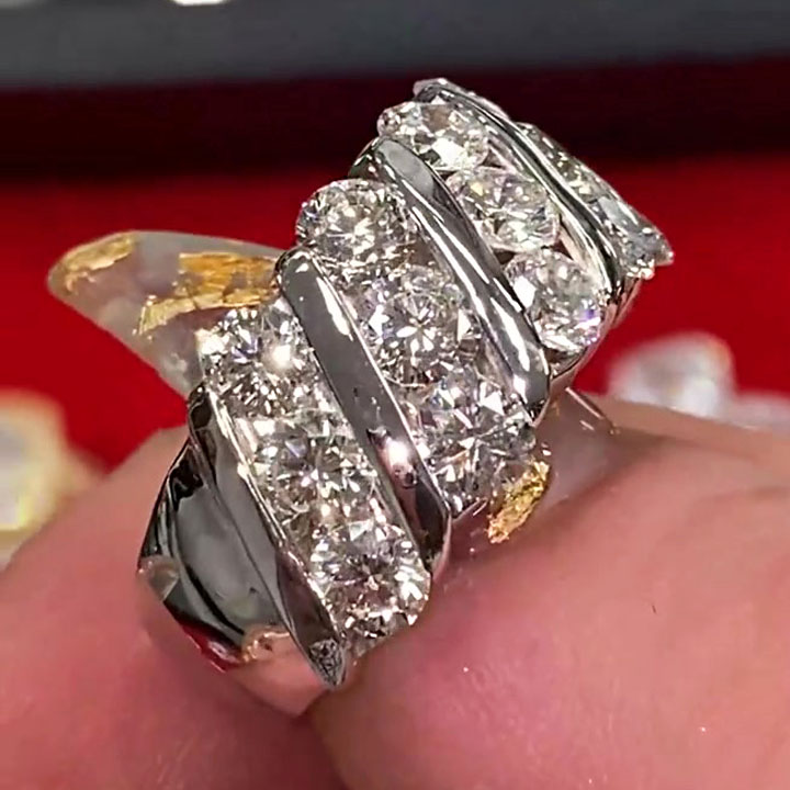 7.5ct Art Deco Round Cut White Sapphire Eternity Ring