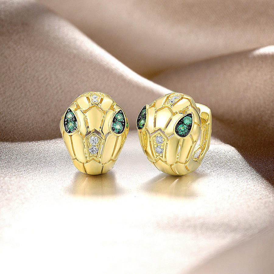 Cobra Snake Pierce Sapphire Stud Earrings