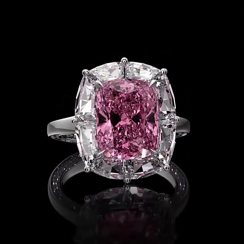 2ct Cushion Cut Pink Sapphire Diamond Ring