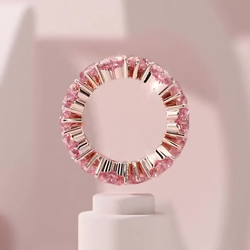 5.75ct Love Heart Cut Light Pink Sapphire Eternity Band