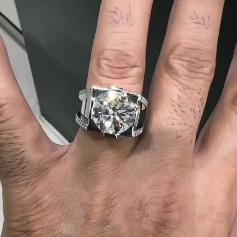 Classic 3.5ct Round Cut White Sapphire Men's Engagement Ring