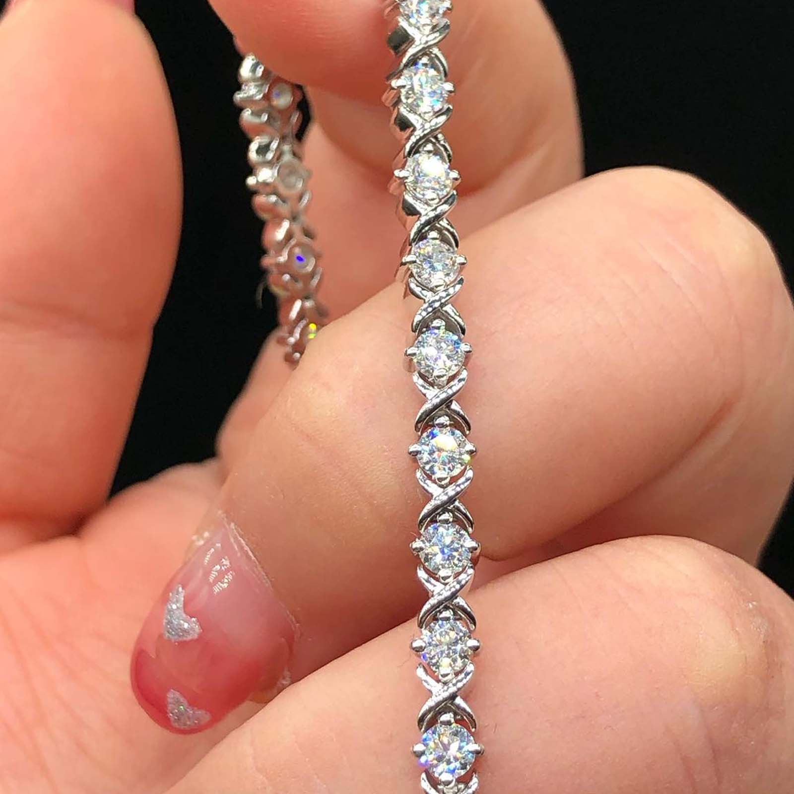 Round Cut White Sapphire Bracelet For Women