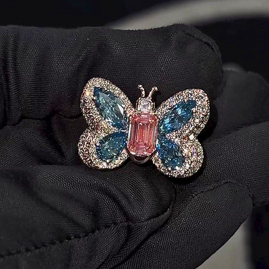 2ct Butterfly Emerald Cut Pink Sapphire Engagement Ring